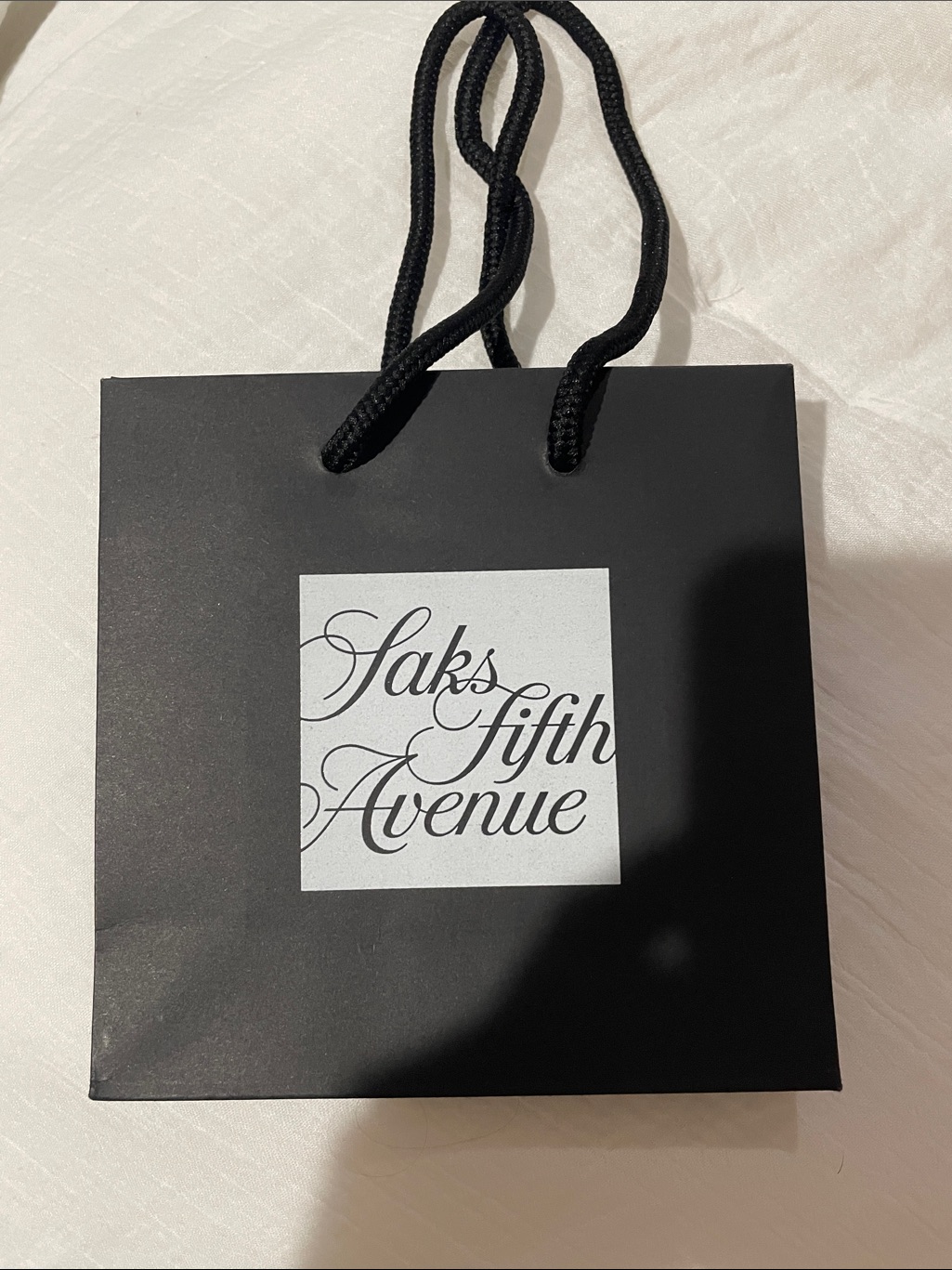 Saks Fifth Avenue Black Shopping Bag With White Logo Paper